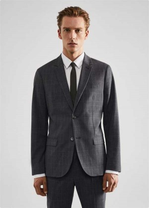 Mango Super Slim-fit Check Suit Blazer | MNG-21410