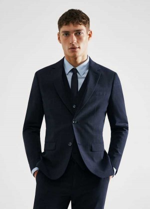 Mango Super Slim-fit Check Suit Blazer | MNG-21403