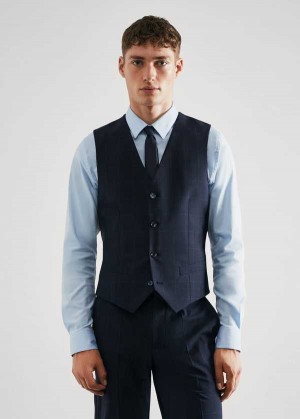 Mango Super Slim-fit Check Suit Vest | MNG-21421