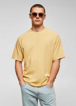 Mango Textured Bavlněné-linen T-shirt | MNG-21633