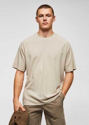 Mango Textured Bavlněné-linen T-shirt | MNG-21570