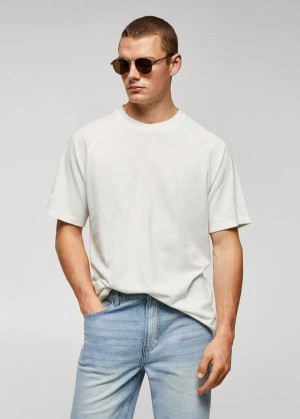 Mango Textured Bavlněné-linen T-shirt | MNG-21561