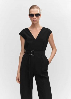 Mango Textured Jumpsuit With Bows | MNG-25736