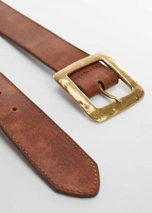 Mango Textured Square Přezkou Belt | MNG-23004