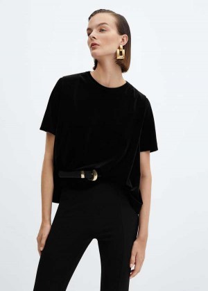 Mango T-shirt With Velvet Shoulder Pads | MNG-24935