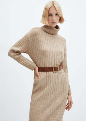 Mango Turtleneck Žebrovaný Midi-dress | MNG-25819