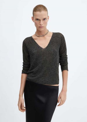 Mango V-neck Žebrovaný Knit Svetrové | MNG-25611