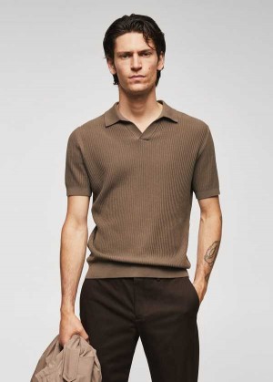 Mango Žebrovaný Bavlněné Polo Shirt | MNG-21526