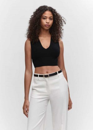 Mango Žebrovaný Crop Top | MNG-24705