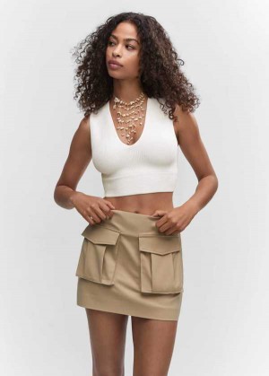 Mango Žebrovaný Crop Top | MNG-24827