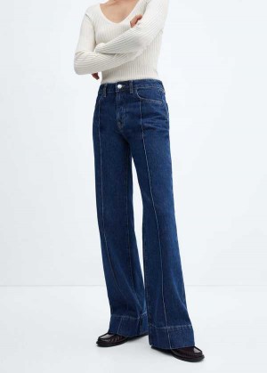 Mango Široké-leg Jeans With Decorative Seams | MNG-23876