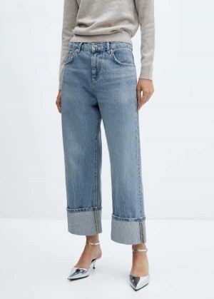 Mango Široké-leg Turned-hem Jeans | MNG-23863