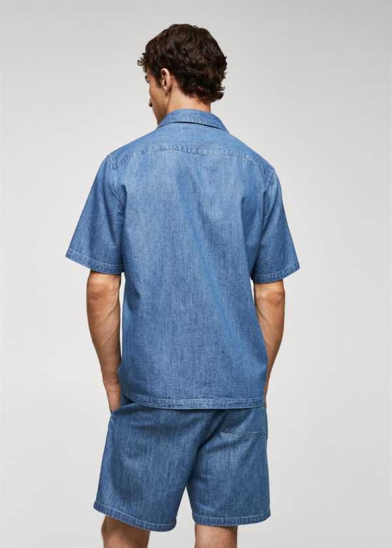 Mango 100% Bavlněné Chambray Shirt | MNG-22069