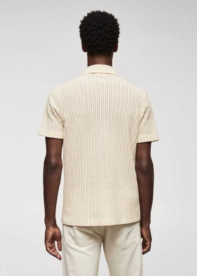 Mango 100% Bavlněné Crochet Polo Shirt | MNG-21481