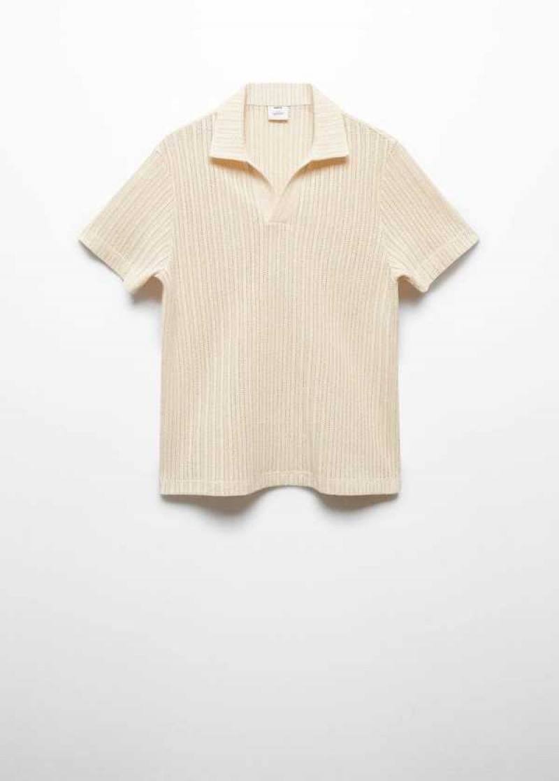 Mango 100% Bavlněné Crochet Polo Shirt | MNG-21481