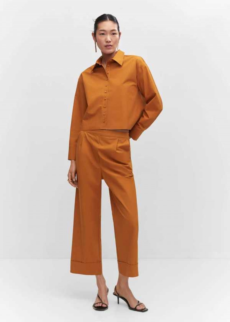 Mango 100% Bavlněné Crop Shirt | MNG-25323