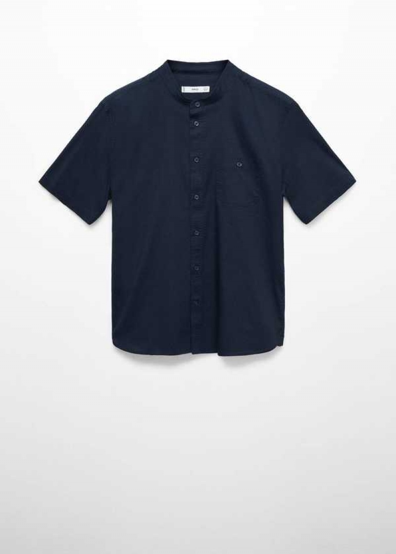 Mango 100% Bavlněné Mandarin Collar Shirt | MNG-22182