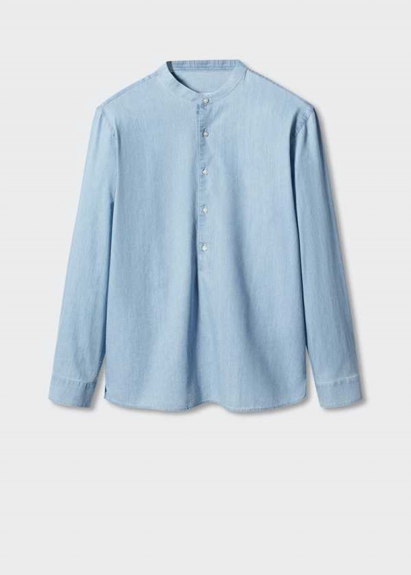 Mango 100% Bavlněné Mandarin Collar Shirt | MNG-22163