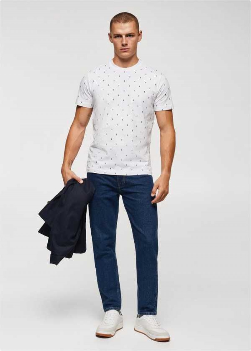 Mango 100% Bavlněné Printed T-shirt | MNG-21663