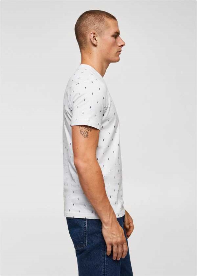 Mango 100% Bavlněné Printed T-shirt | MNG-21663