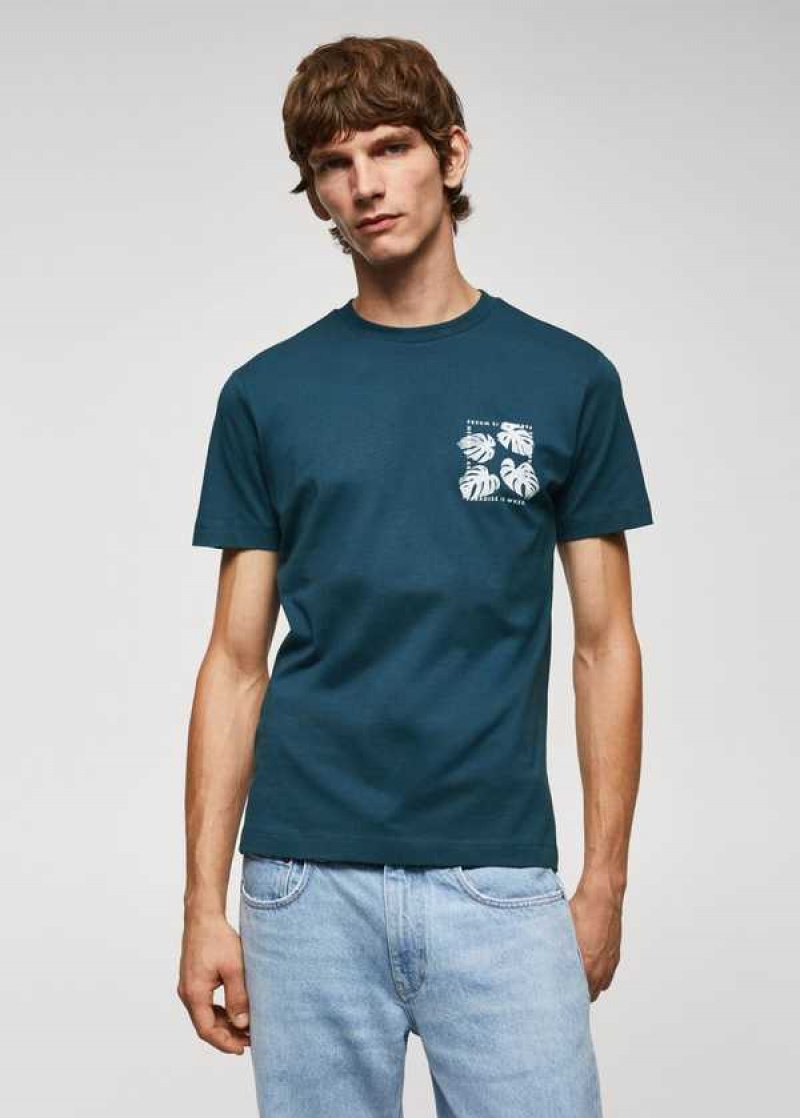 Mango 100% Bavlněné Printed T-shirt | MNG-21662