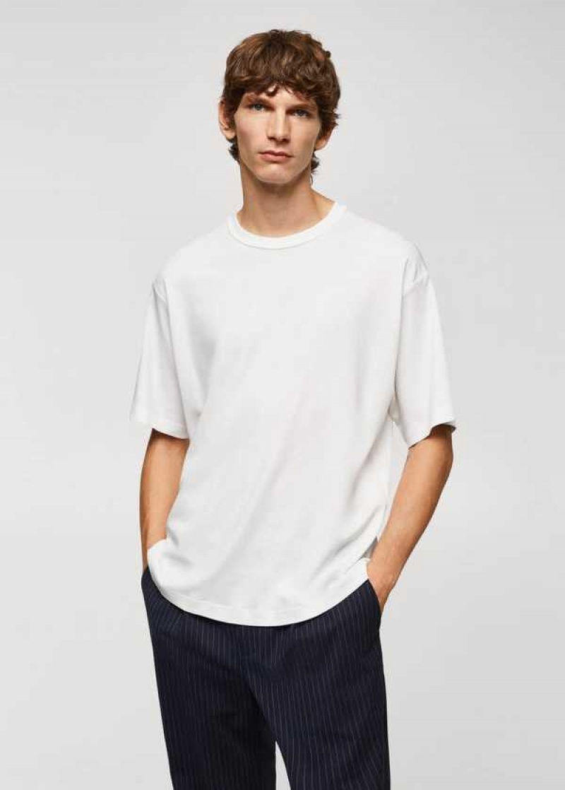 Mango 100% Bavlněné Relaxed-fit T-shirt | MNG-21590