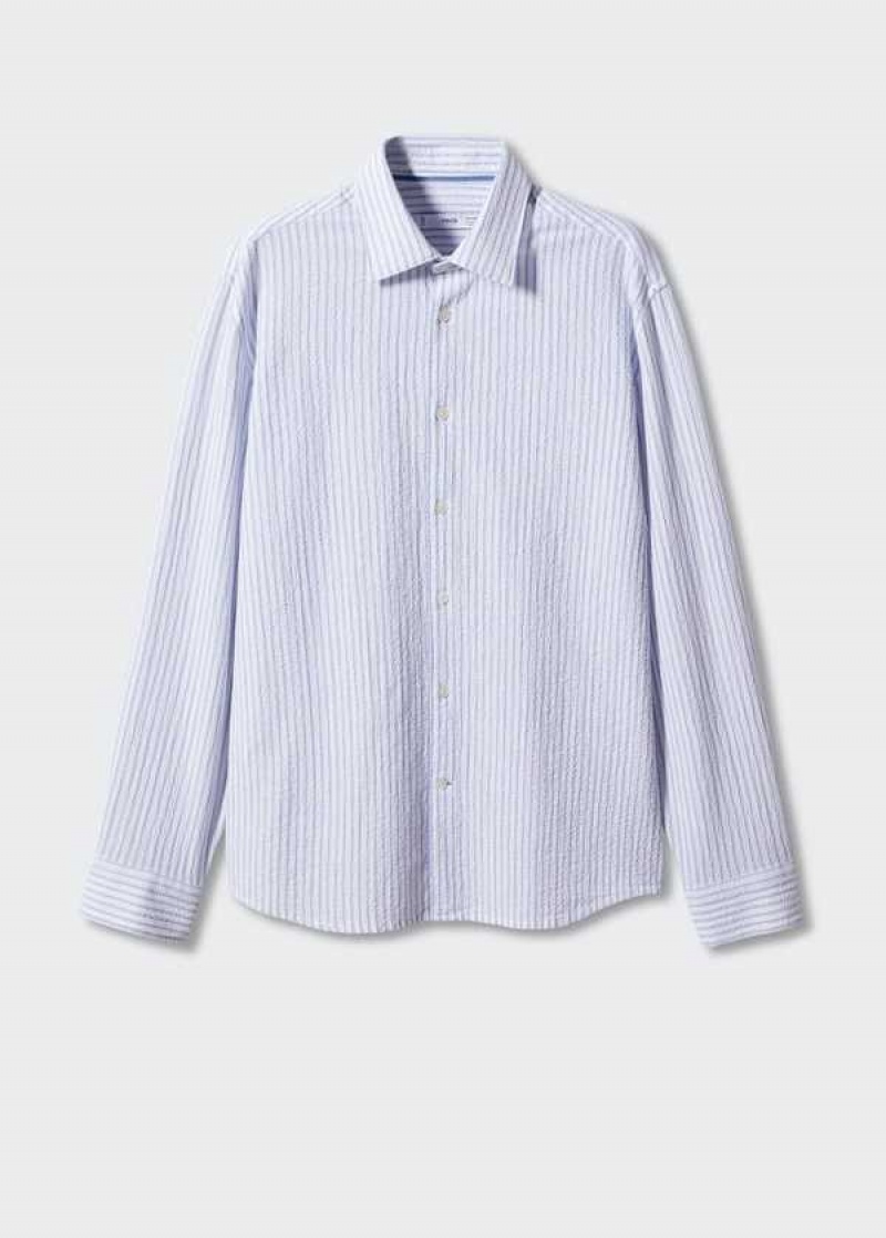 Mango 100% Bavlněné Seersucker Pruhovaný Shirt | MNG-22059