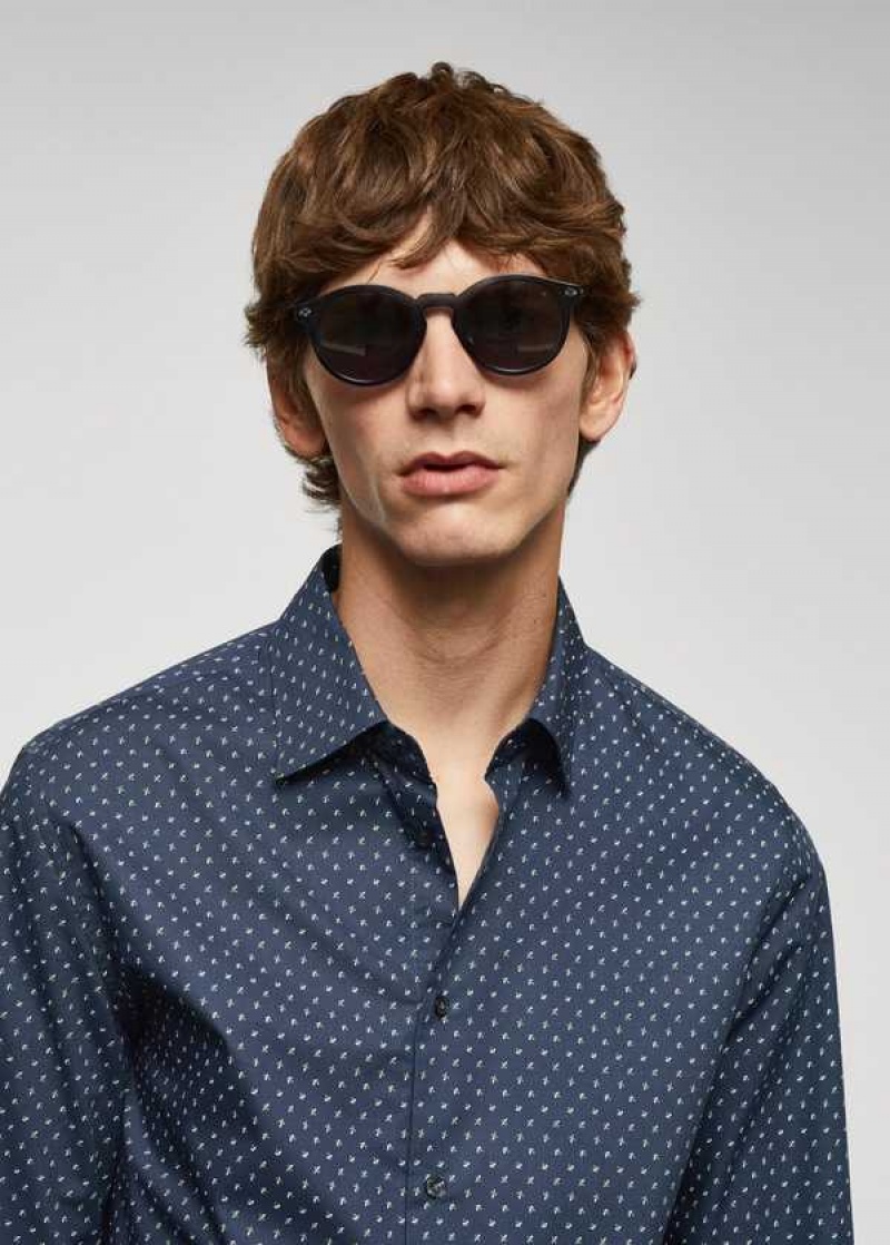 Mango 100% Bavlněné Shirt With Micro-leaf Print | MNG-22091