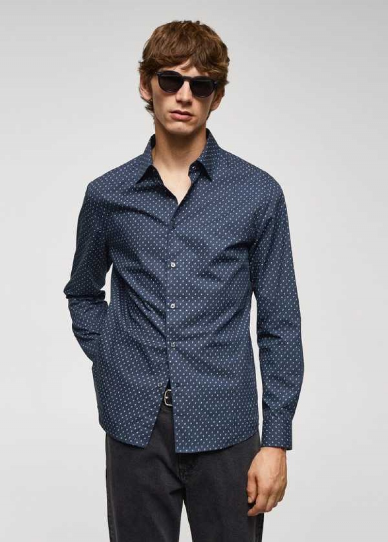 Mango 100% Bavlněné Shirt With Micro-leaf Print | MNG-22091