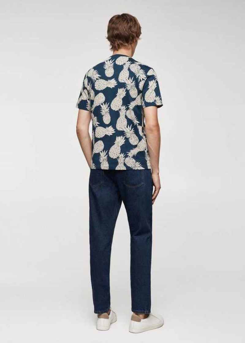 Mango 100% Bavlněné Shirt With Pineapple Print | MNG-21745