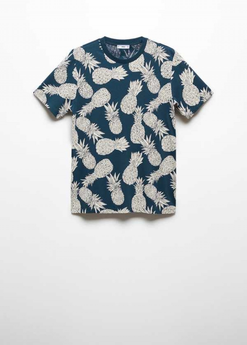 Mango 100% Bavlněné Shirt With Pineapple Print | MNG-21745