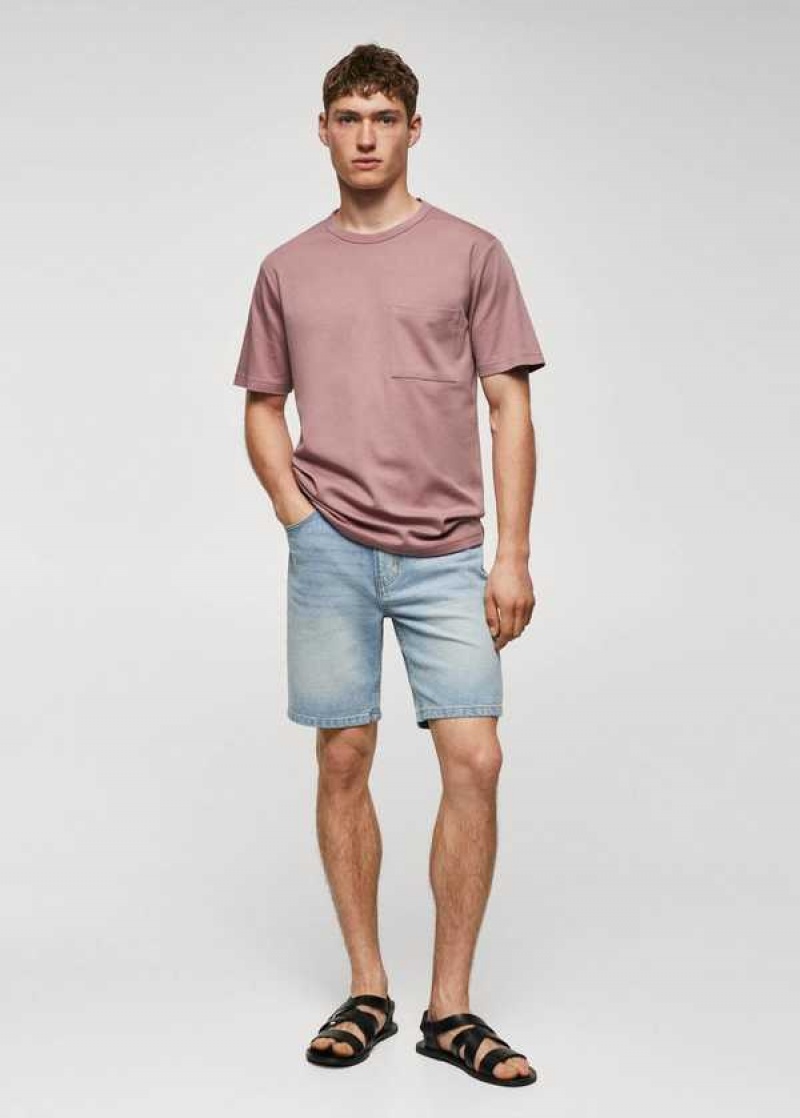 Mango 100% Bavlněné T-shirt With Pocket | MNG-21650