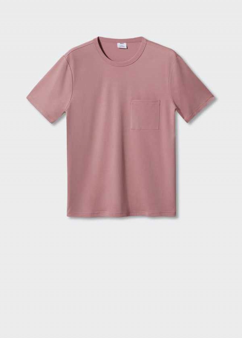 Mango 100% Bavlněné T-shirt With Pocket | MNG-21650