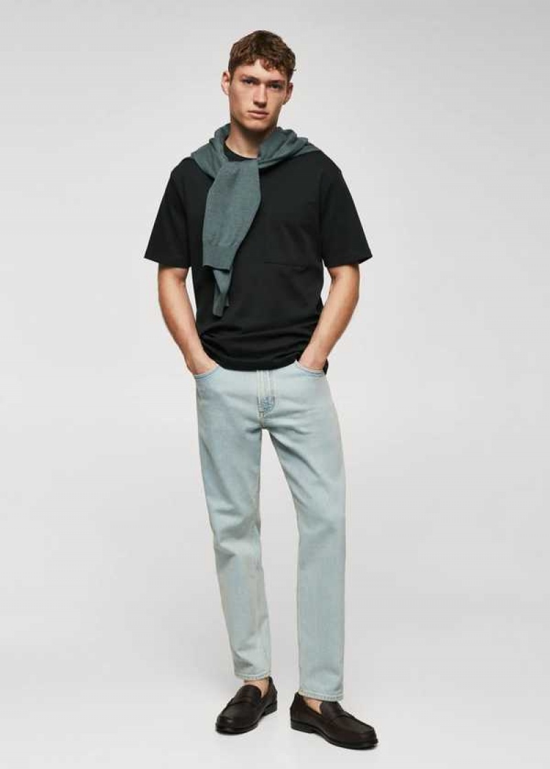 Mango 100% Bavlněné T-shirt With Pocket | MNG-21649