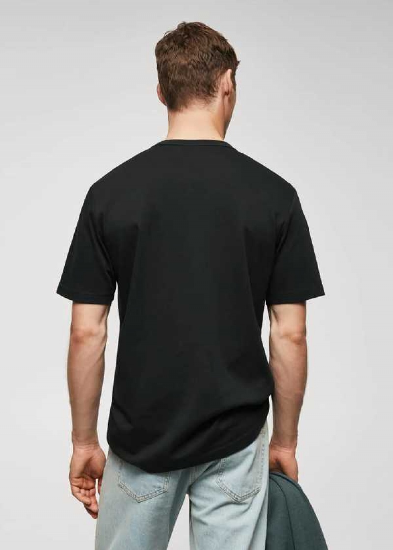 Mango 100% Bavlněné T-shirt With Pocket | MNG-21649