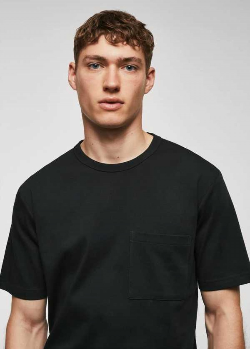 Mango 100% Bavlněné T-shirt With Pocket | MNG-21649