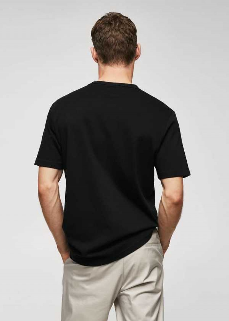 Mango 100% Bavlněné T-shirt With Pocket | MNG-21648