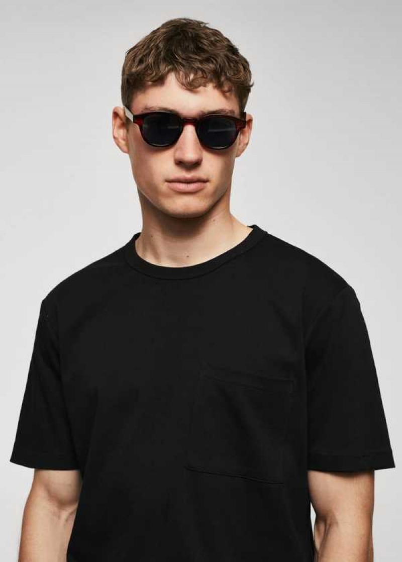 Mango 100% Bavlněné T-shirt With Pocket | MNG-21648