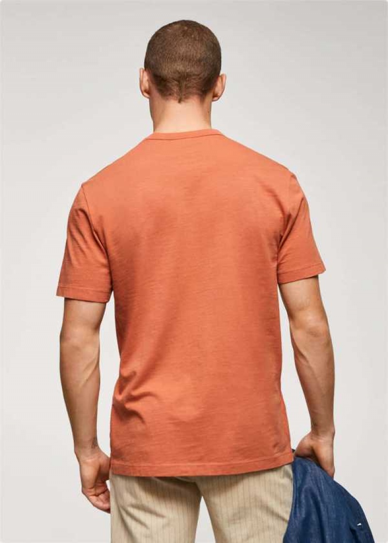 Mango 100% Bavlněné T-shirt With Pocket | MNG-21637