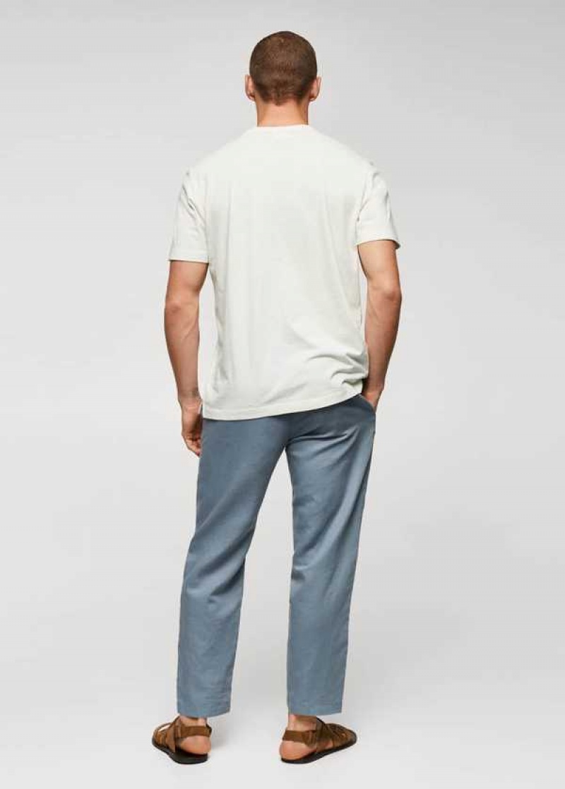 Mango 100% Bavlněné T-shirt With Pocket | MNG-21635