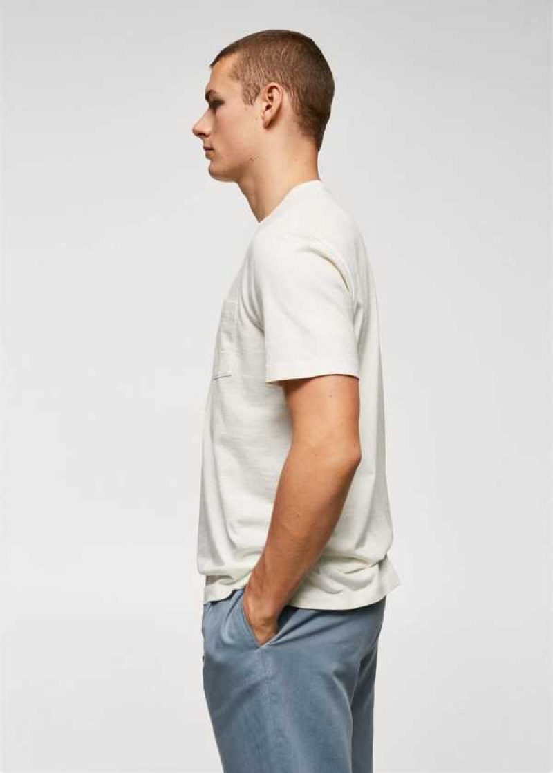 Mango 100% Bavlněné T-shirt With Pocket | MNG-21635