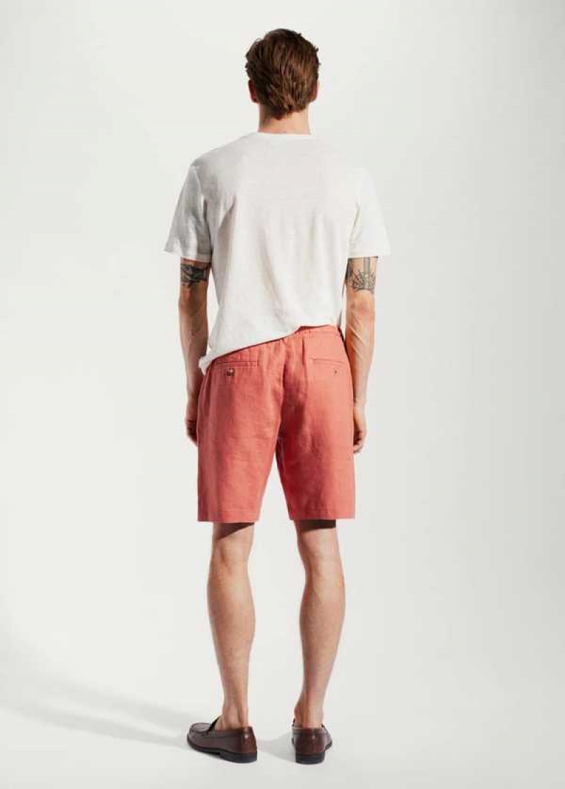 Mango 100% Linen Bermuda Shorts With Drawstring | MNG-22449