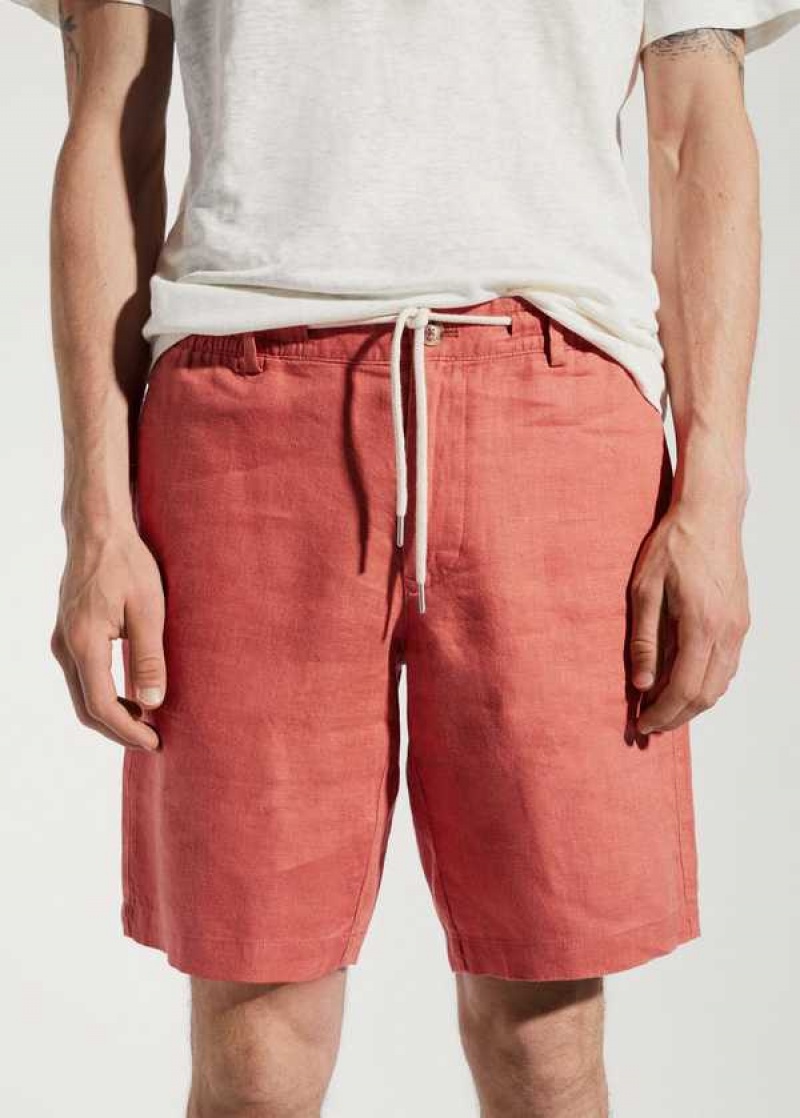 Mango 100% Linen Bermuda Shorts With Drawstring | MNG-22449