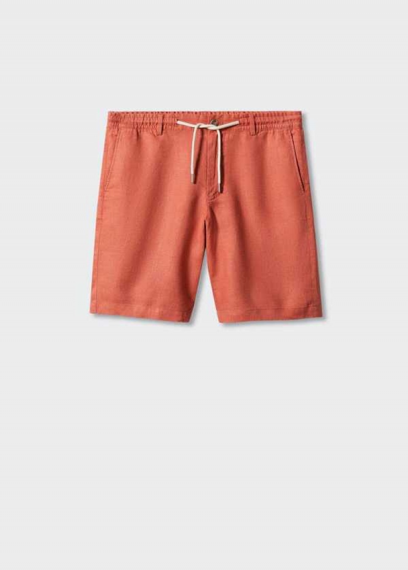 Mango 100% Linen Bermuda Shorts With Drawstring | MNG-22449