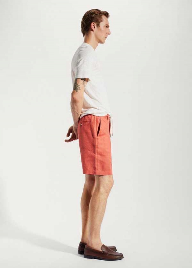 Mango 100% Linen Bermuda Shorts With Drawstring | MNG-22449