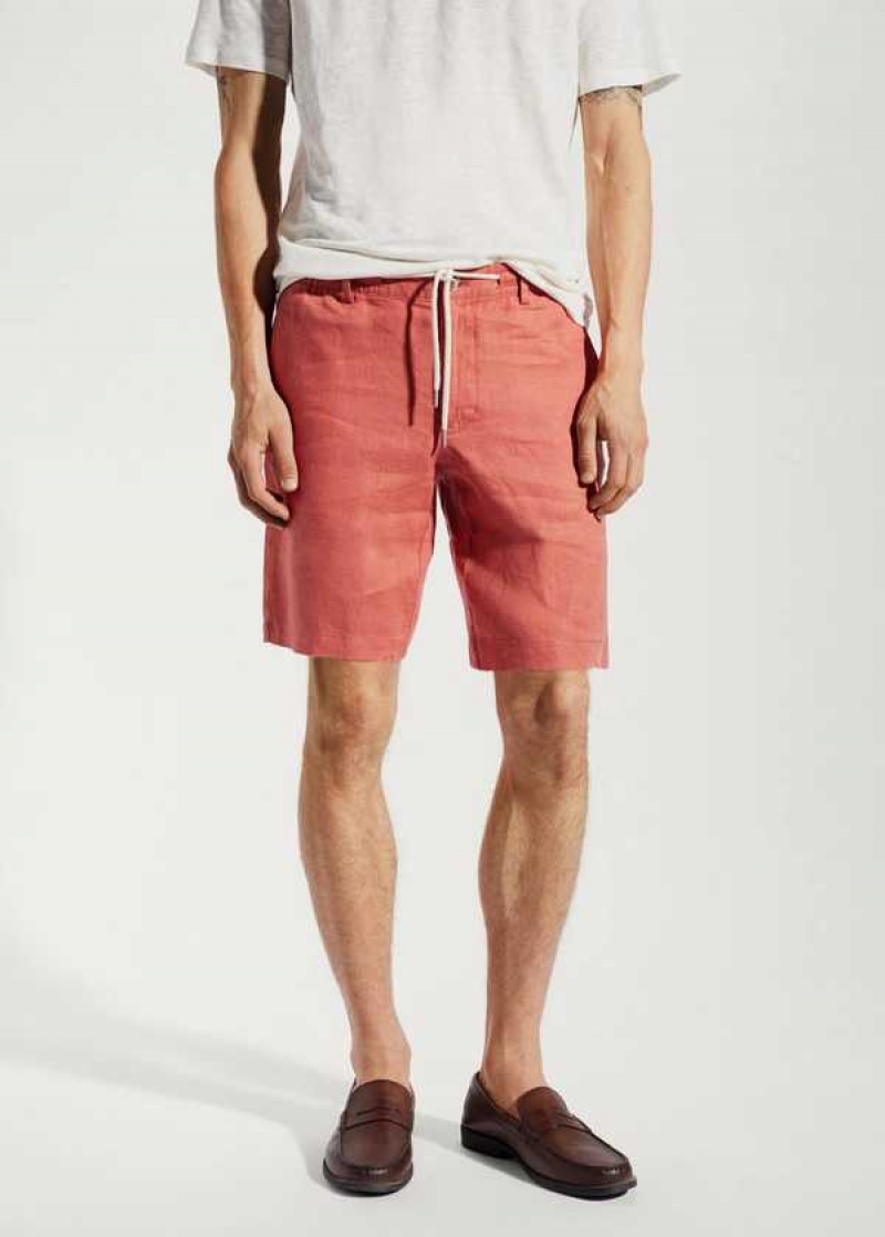 Mango 100% Linen Bermuda Shorts With Drawstring | MNG-22449