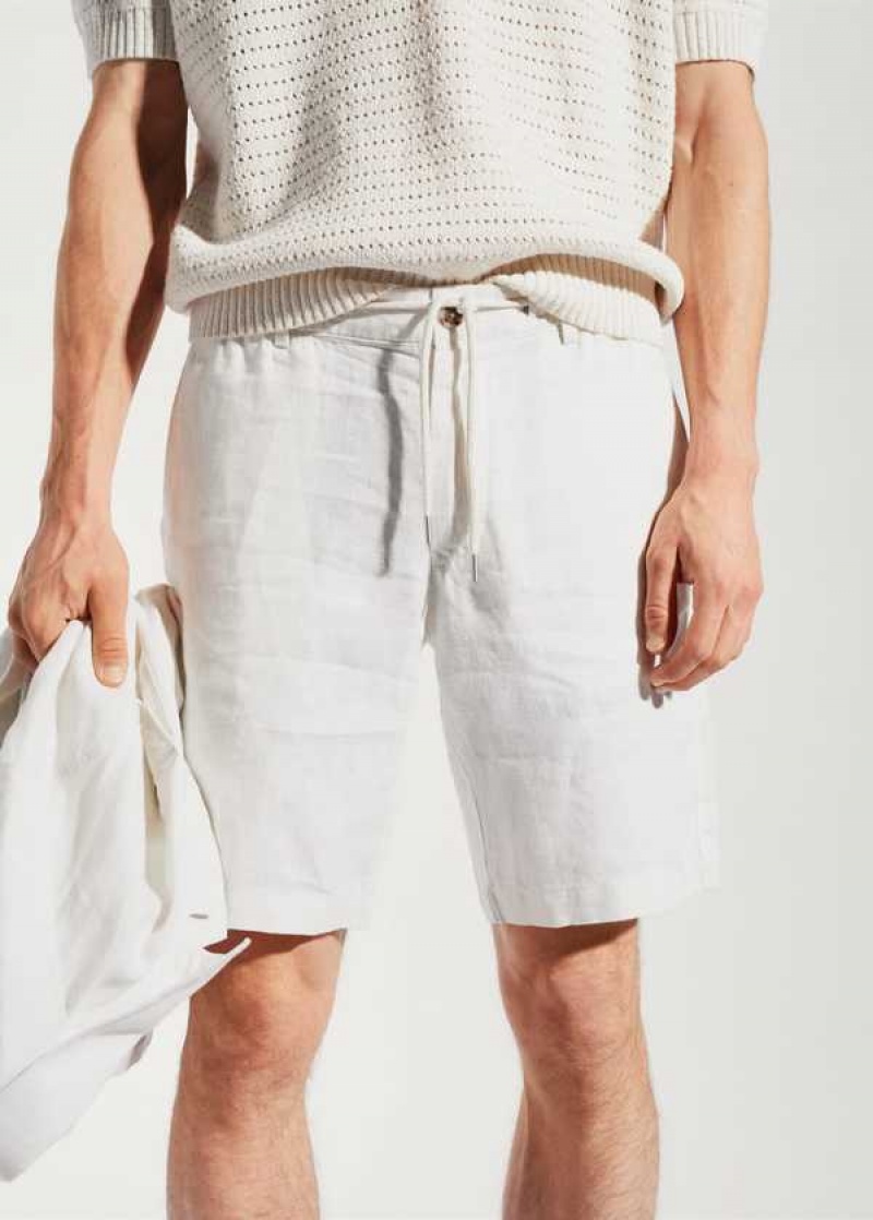 Mango 100% Linen Bermuda Shorts With Drawstring | MNG-22448