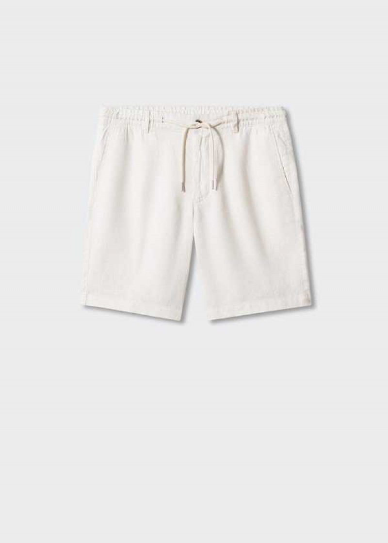 Mango 100% Linen Bermuda Shorts With Drawstring | MNG-22448