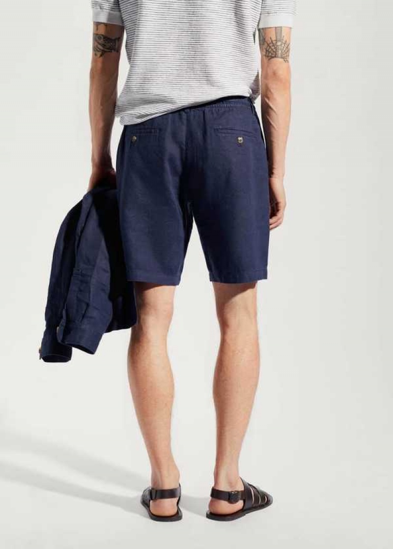 Mango 100% Linen Bermuda Shorts With Drawstring | MNG-22406