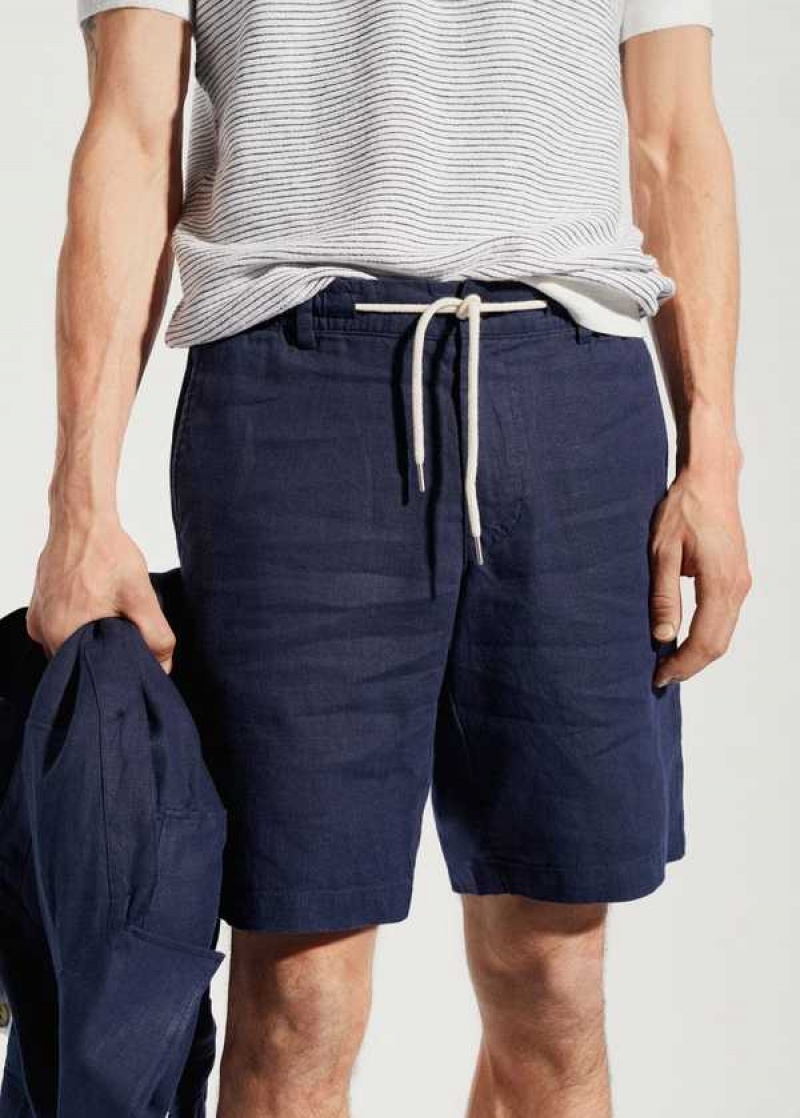 Mango 100% Linen Bermuda Shorts With Drawstring | MNG-22406